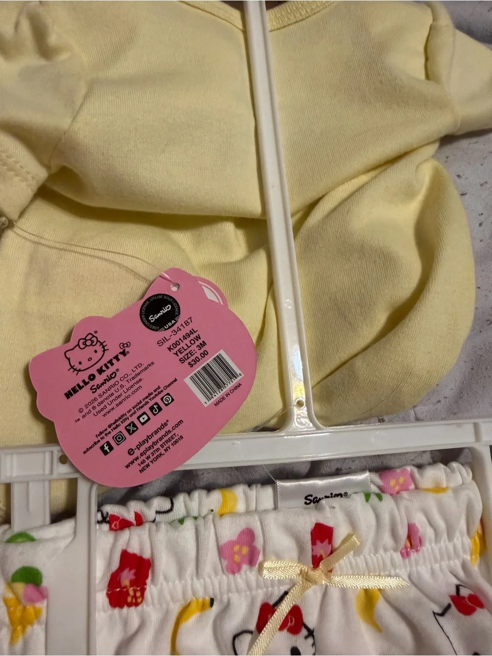 Hello Kitty Yellow Bodysuit & Printed Bloomers Set and headband 3m NWT